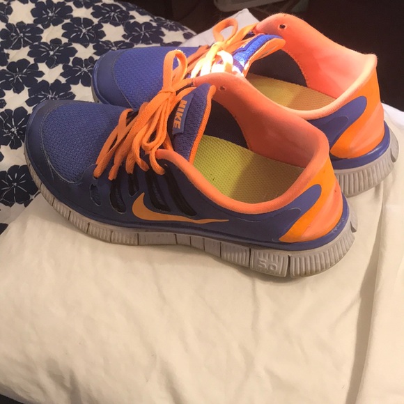 Nike Free Run 5.0. Blue with orange. - Picture 2 of 5